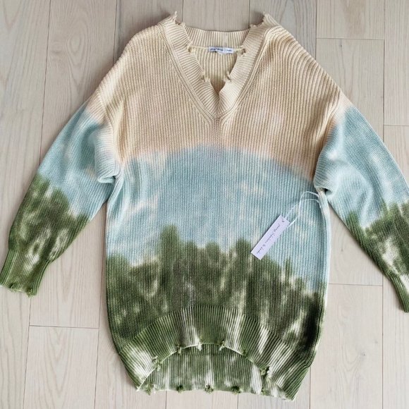 Young Fabulous & Broke Ombre Run Away Distress Sweater  Tie Dye - Picture 2 of 4